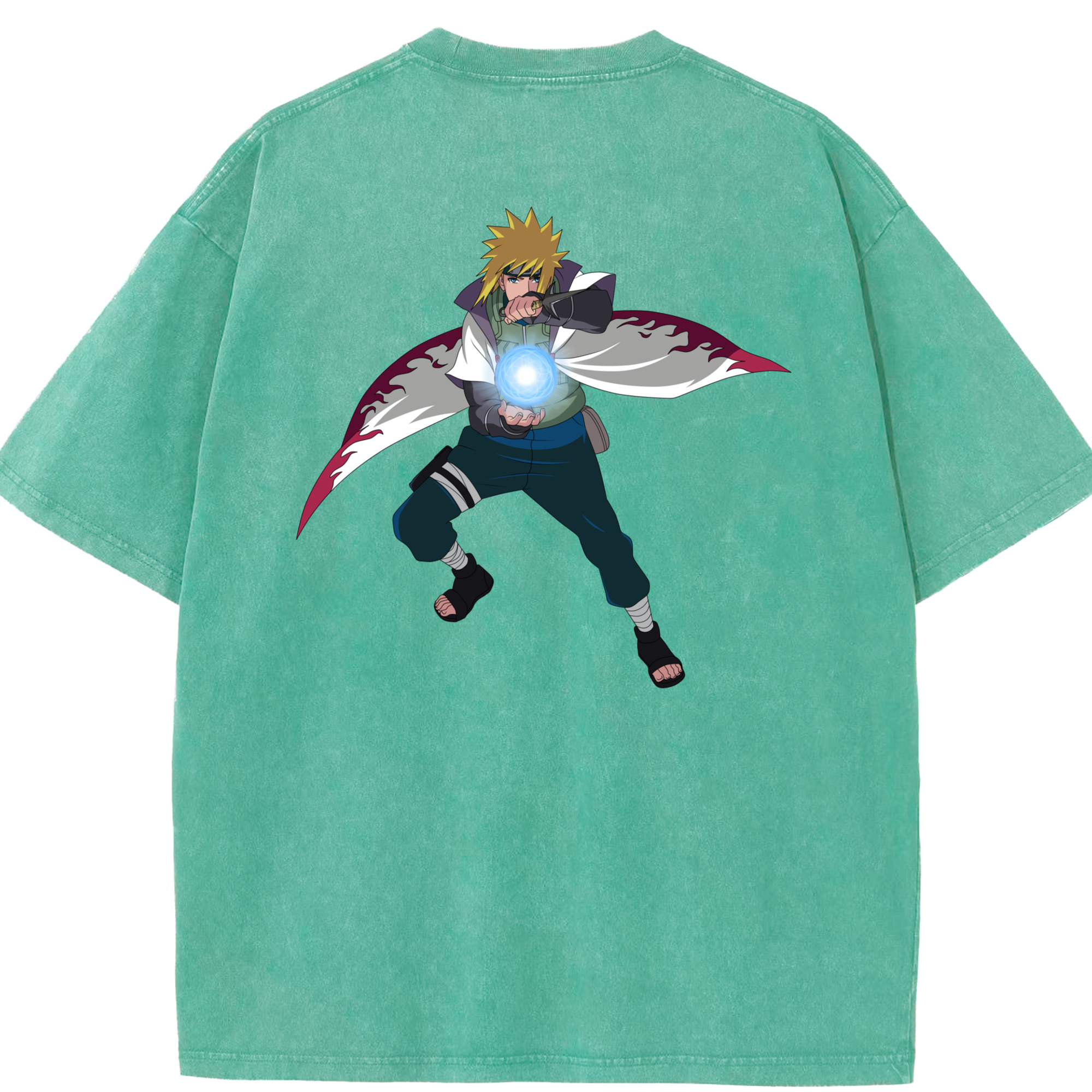 （画像用） NARUTO -ナルト- 波風 ミナト Namikaze Minato 綿100% ヴィンテージ風 半袖Tシャツ（背面プリント）